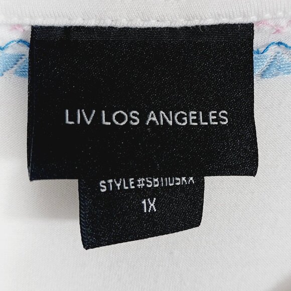 Liv Los Angeles 1X Long Sleeve Creamy White Embroidered Top, Boho, Bohemian - Picture 2 of 16